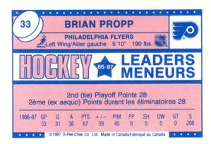 1987-88 O-Pee-Chee Minis #33 Brian Propp Back