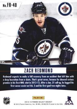 2013-14 Panini Select - Fire on Ice Rookies #FR-40 Zach Redmond Back