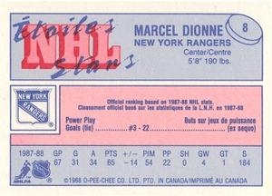 1988-89 O-Pee-Chee Minis #8 Marcel Dionne Back