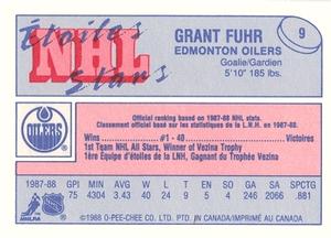 1988-89 O-Pee-Chee Minis #9 Grant Fuhr Back