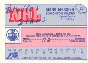 1988-89 O-Pee-Chee Minis #25 Mark Messier Back
