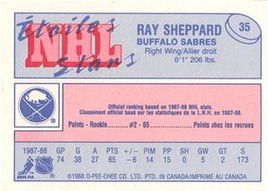 1988-89 O-Pee-Chee Minis #35 Ray Sheppard Back