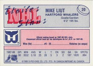 1988-89 O-Pee-Chee Minis #20 Mike Liut Back