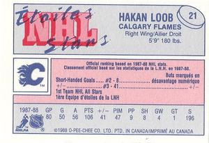 1988-89 O-Pee-Chee Minis #21 Hakan Loob Back