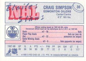 1988-89 O-Pee-Chee Minis #36 Craig Simpson Back