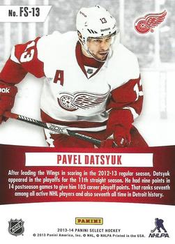 2013-14 Panini Select - Fire on Ice Stars #FS-13 Pavel Datsyuk Back