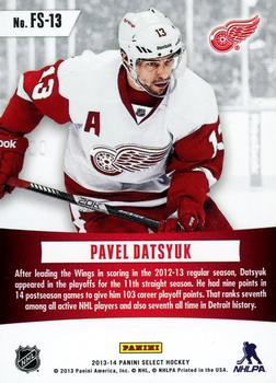 2013-14 Panini Select - Fire on Ice Stars Blue #FS-13 Pavel Datsyuk Back
