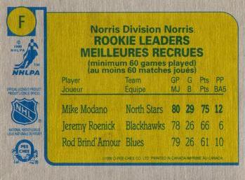 1990-91 O-Pee-Chee - Box Bottoms #F Mike Modano Back