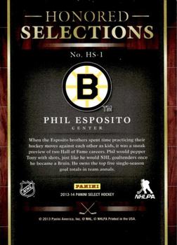 2013-14 Panini Select - Honored Selections #HS-1 Phil Esposito Back