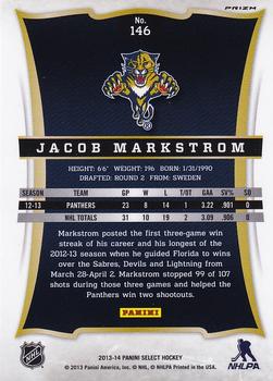 2013-14 Panini Select - Prizms #146 Jacob Markstrom Back