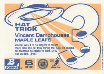 1990-91 Bowman - Hat Tricks #6 Vincent Damphousse Back