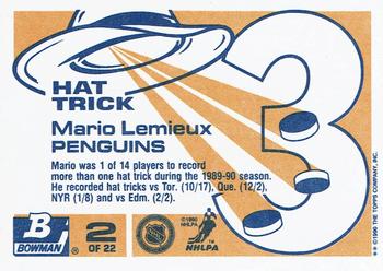 1990-91 Bowman - Hat Tricks #2 Mario Lemieux Back