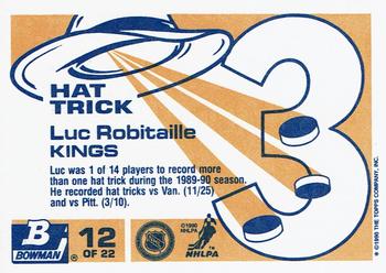 1990-91 Bowman - Hat Tricks #12 Luc Robitaille Back