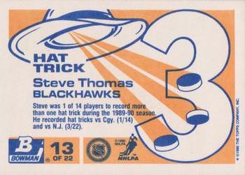 1990-91 Bowman - Hat Tricks #13 Steve Thomas Back