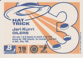 1990-91 Bowman - Hat Tricks #19 Jari Kurri Back