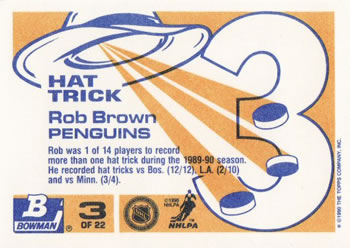 1990-91 Bowman - Hat Tricks #3 Rob Brown Back