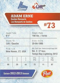 2013-14 Post CHL #NNO Adam Erne Back
