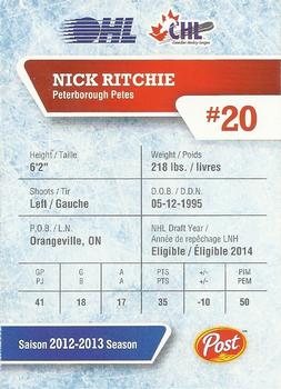 2013-14 Post CHL #NNO Nick Ritchie Back