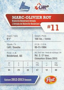 2013-14 Post CHL #NNO Marc-Olivier Roy Back