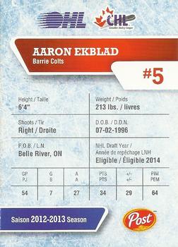 2013-14 Post CHL #NNO Aaron Ekblad Back