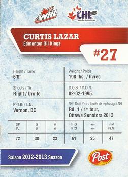2013-14 Post CHL #NNO Curtis Lazar Back
