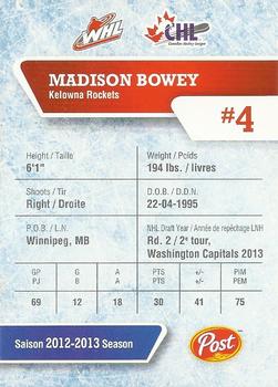 2013-14 Post CHL #NNO Madison Bowey Back
