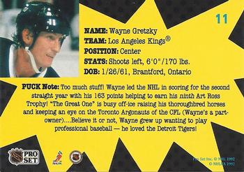 1991-92 Pro Set PUCK #11 Wayne Gretzky Back