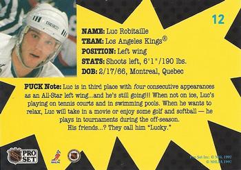 1991-92 Pro Set PUCK #12 Luc Robitaille Back