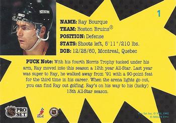 1991-92 Pro Set PUCK #1 Ray Bourque Back