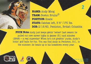 1991-92 Pro Set PUCK #2 Andy Moog Back