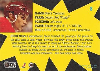 1991-92 Pro Set PUCK #8 Steve Yzerman Back