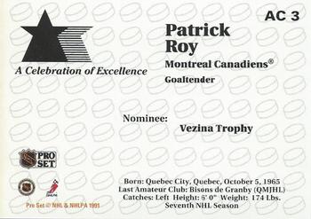 1991-92 Pro Set - NHL Awards Special #AC3 Patrick Roy Back