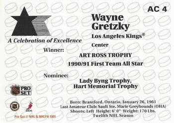 1991-92 Pro Set - NHL Awards Special #AC4 Wayne Gretzky Back