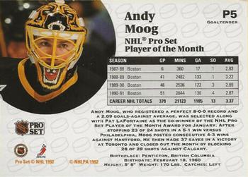 1991-92 Pro Set - Player of the Month #P5 Andy Moog Back