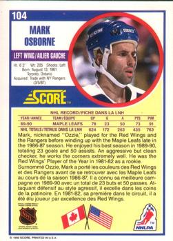 1990-91 Score Canadian #104 Mark Osborne Back