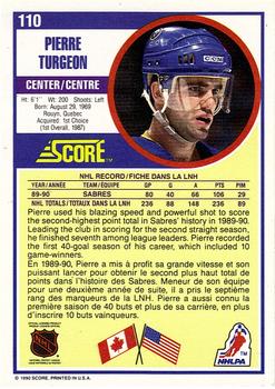 1990-91 Score Canadian #110 Pierre Turgeon Back