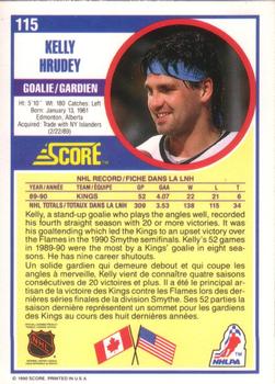 1990-91 Score Canadian #115 Kelly Hrudey Back