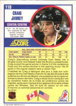 1990-91 Score Canadian #118 Craig Janney Back