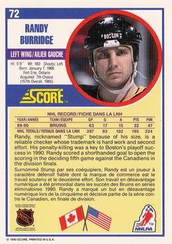 1990-91 Score Canadian #72 Randy Burridge Back