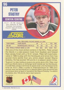 1990-91 Score Canadian #96 Peter Stastny Back