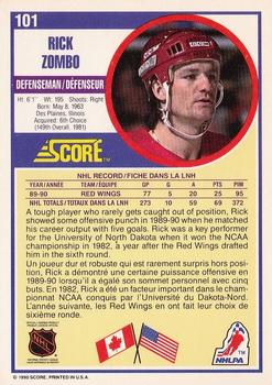 1990-91 Score Canadian #101 Rick Zombo Back