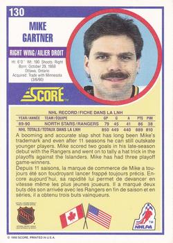 1990-91 Score Canadian #130 Mike Gartner Back