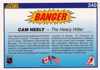 1990-91 Score Canadian #340 Cam Neely Back