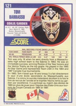 1990-91 Score Canadian #121 Tom Barrasso Back