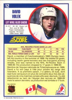 1990-91 Score Canadian #12 David Volek Back