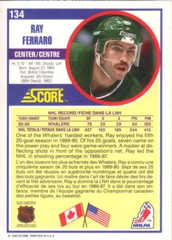 1990-91 Score Canadian #134 Ray Ferraro Back