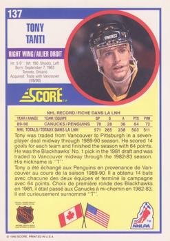 1990-91 Score Canadian #137 Tony Tanti Back
