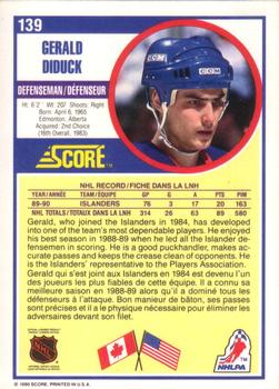 1990-91 Score Canadian #139 Gerald Diduck Back