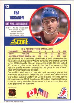1990-91 Score Canadian #13 Esa Tikkanen Back
