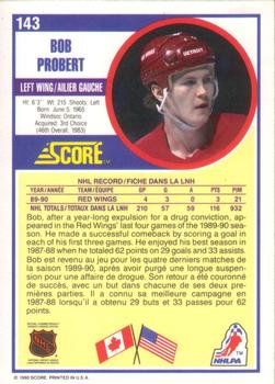 1990-91 Score Canadian #143 Bob Probert Back